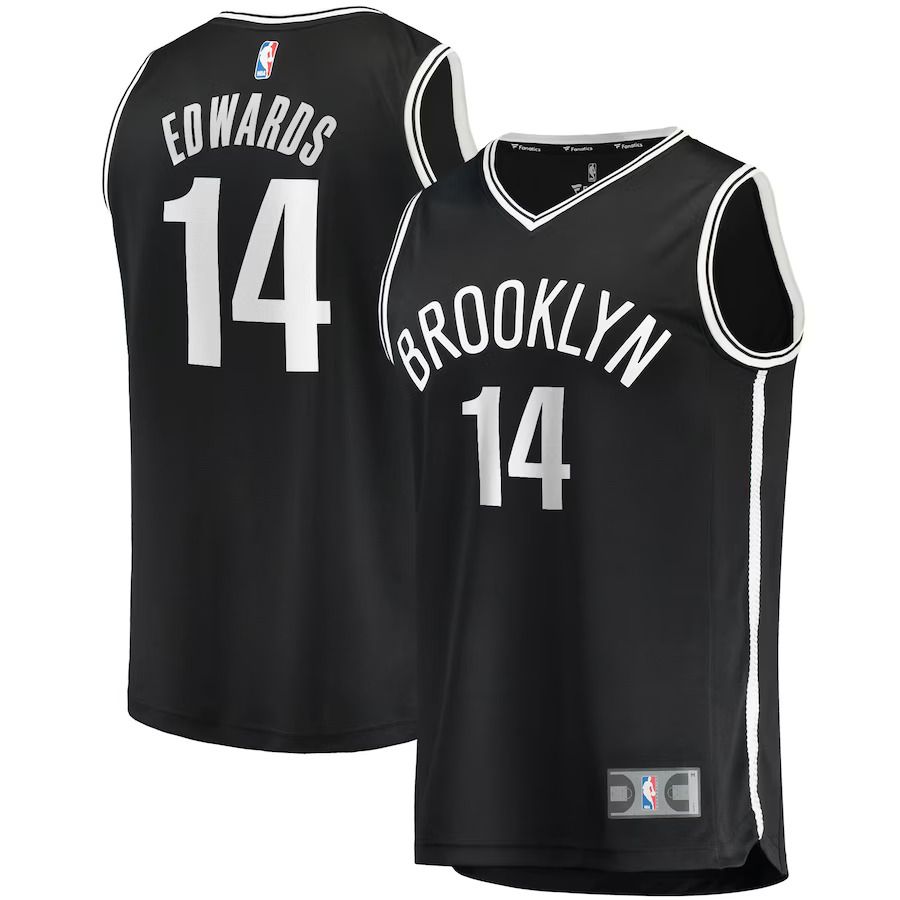 Men Brooklyn Nets 14 Kessler Edwards Fanatics Branded Black Fast Break Replica NBA Jersey